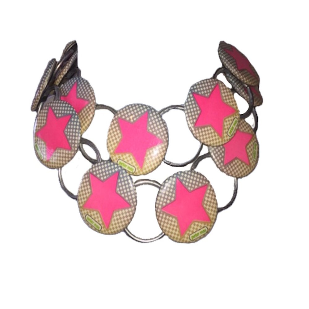 Rare Runway Peter Max Bright Pink Star with Checke